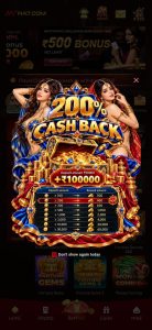 HA7 Game 200% cashback promotion banner with gold coins and bonus details